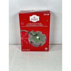 Holiday Time 5 Outlet Hub Extension Cord Indoor Outdoor 6 Ft NEW